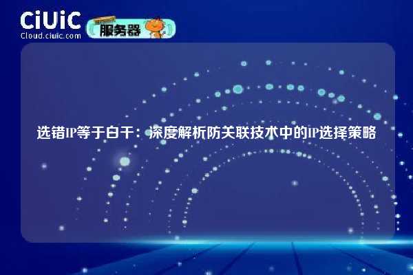 选错IP等于白干：深度解析防关联技术中的IP选择策略