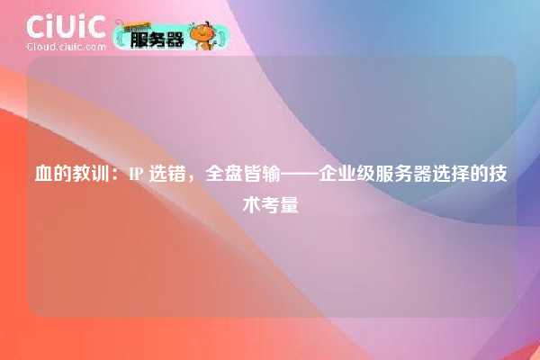 血的教训：IP 选错，全盘皆输——企业级服务器选择的技术考量