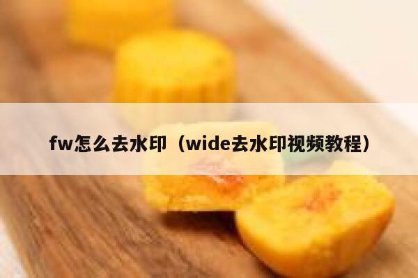 fw怎么去水印（wide去水印视频教程）