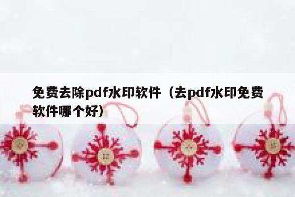 免费去除pdf水印软件（去pdf水印免费软件哪个好）