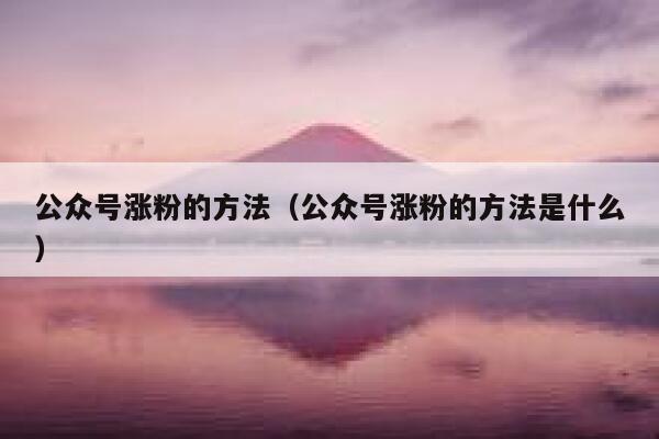 公众号涨粉的方法（公众号涨粉的方法是什么）