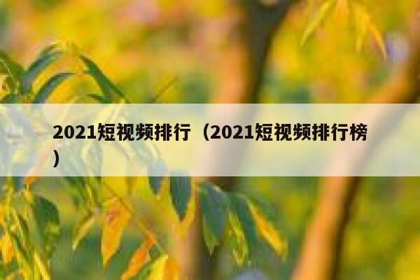 2021短视频排行（2021短视频排行榜）