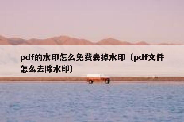 pdf的水印怎么免费去掉水印（pdf文件怎么去除水印）