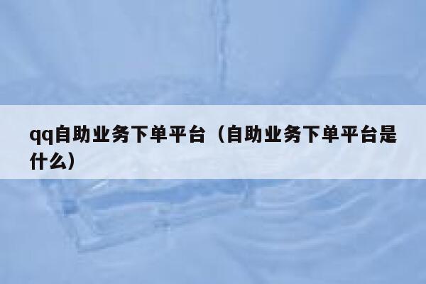 qq自助业务下单平台（自助业务下单平台是什么）