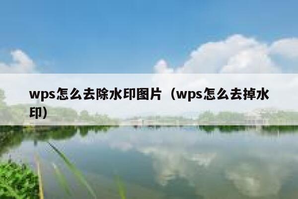 wps怎么去除水印图片（wps怎么去掉水印）