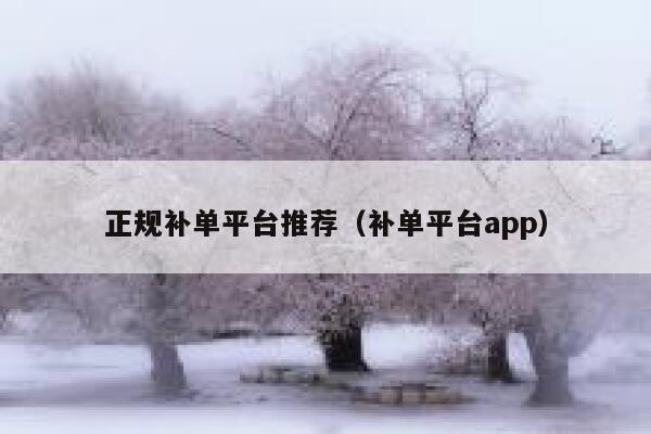 正规补单平台推荐（补单平台app）