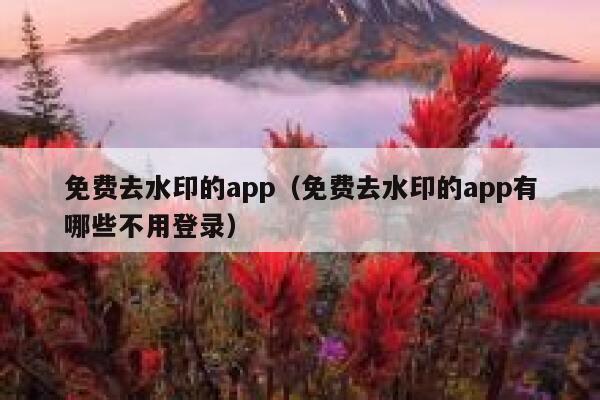 免费去水印的app（免费去水印的app有哪些不用登录）