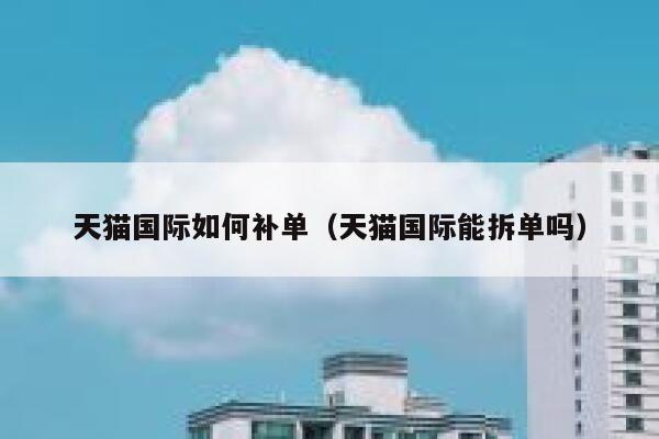 天猫国际如何补单（天猫国际能拆单吗）