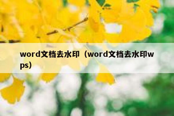 word文档去水印（word文档去水印wps）