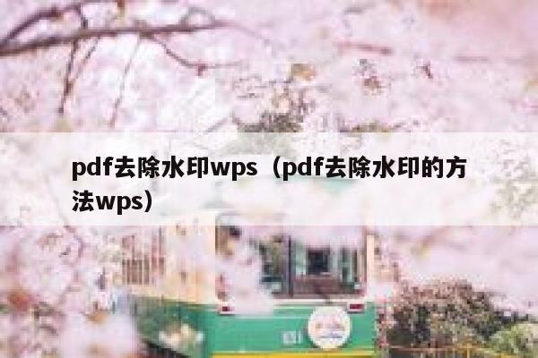 pdf去除水印wps（pdf去除水印的方法wps）