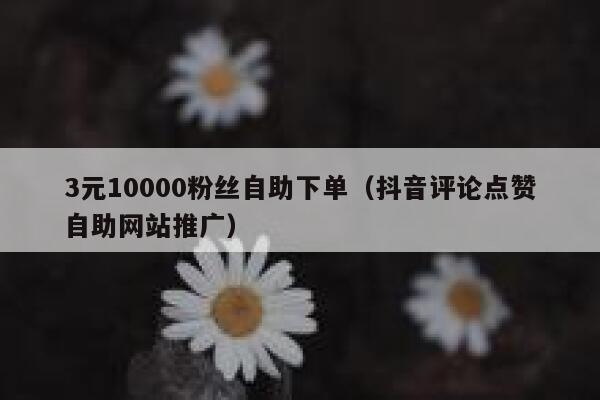 3元10000粉丝自助下单（抖音评论点赞自助网站推广）