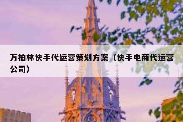 万柏林快手代运营策划方案（快手电商代运营公司）