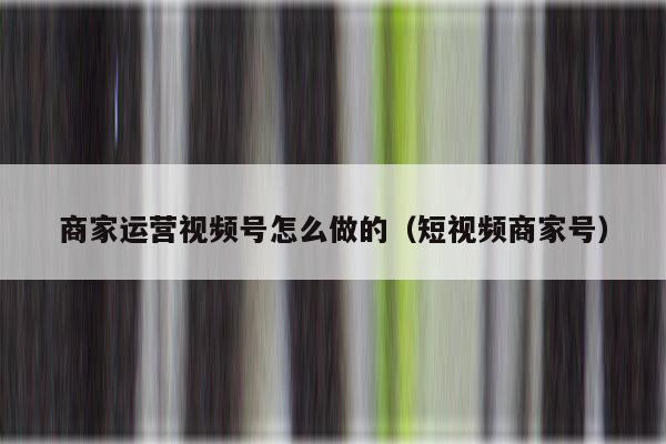 商家运营视频号怎么做的（短视频商家号）