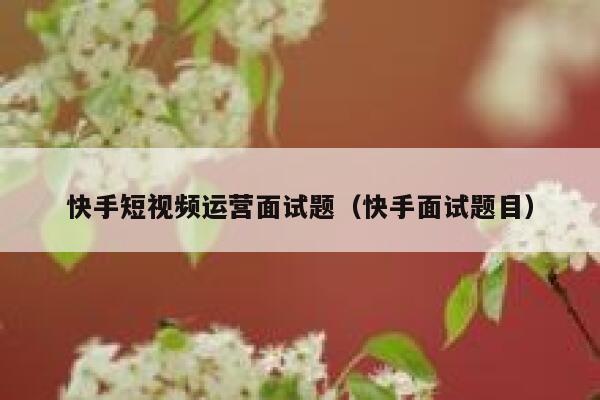 快手短视频运营面试题（快手面试题目）