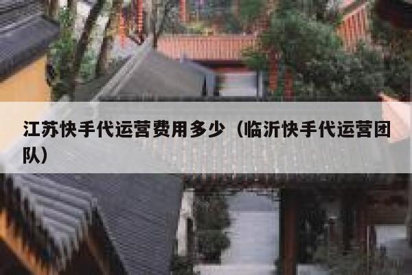 江苏快手代运营费用多少（临沂快手代运营团队）