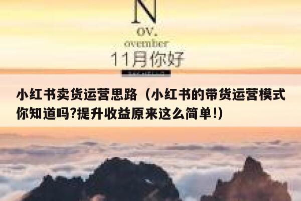 小红书卖货运营思路（小红书的带货运营模式你知道吗?提升收益原来这么简单!）