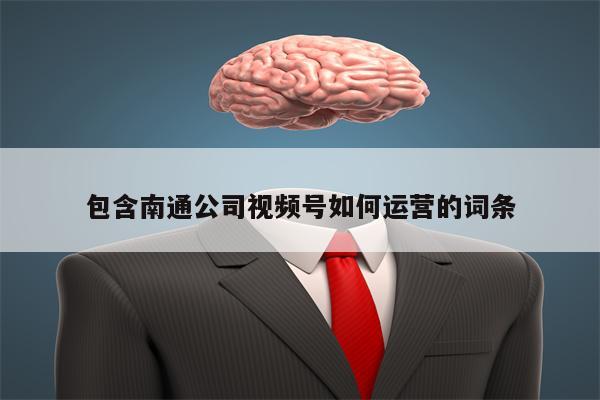 包含南通公司视频号如何运营的词条