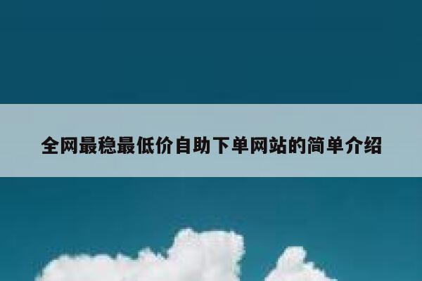 全网最稳最低价自助下单网站的简单介绍