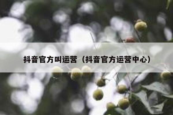 抖音官方叫运营（抖音官方运营中心）