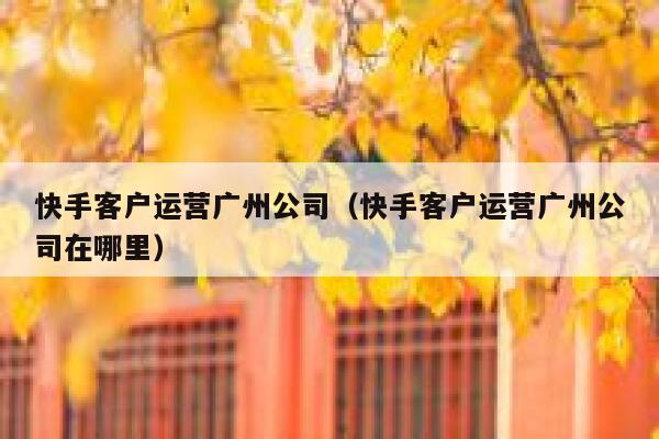 快手客户运营广州公司（快手客户运营广州公司在哪里）