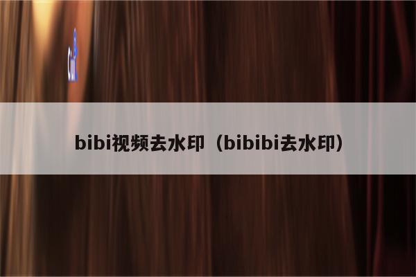 bibi视频去水印（bibibi去水印）