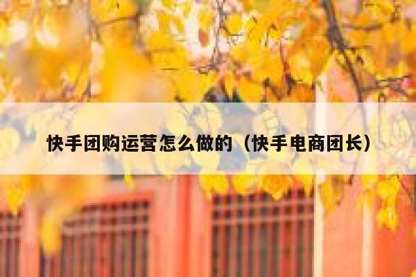 快手团购运营怎么做的（快手电商团长）