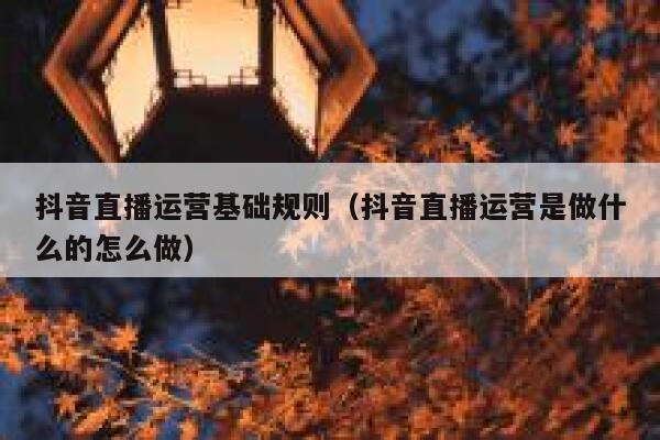 抖音直播运营基础规则（抖音直播运营是做什么的怎么做）