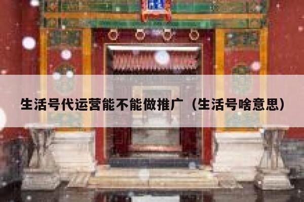 生活号代运营能不能做推广（生活号啥意思）