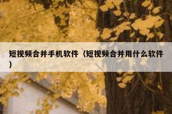 短视频合并手机软件（短视频合并用什么软件）