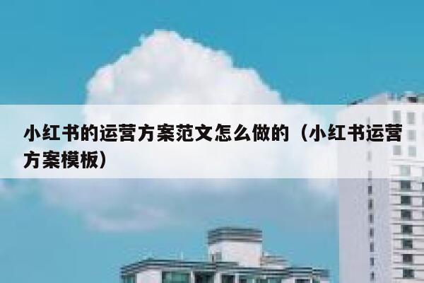 小红书的运营方案范文怎么做的（小红书运营方案模板）