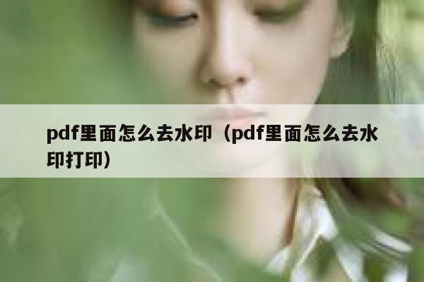 pdf里面怎么去水印（pdf里面怎么去水印打印）