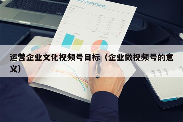 运营企业文化视频号目标（企业做视频号的意义）