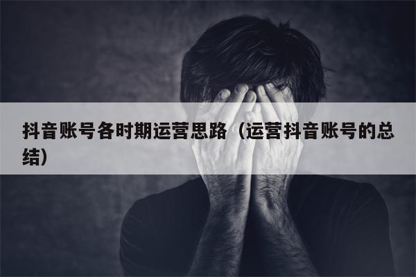 抖音账号各时期运营思路（运营抖音账号的总结）