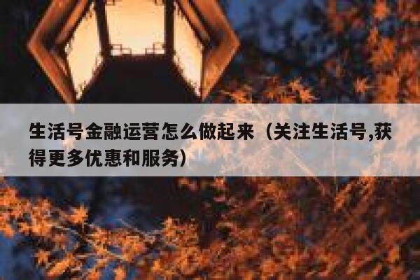 生活号金融运营怎么做起来（关注生活号,获得更多优惠和服务）