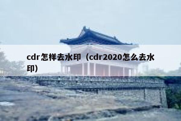 cdr怎样去水印（cdr2020怎么去水印）