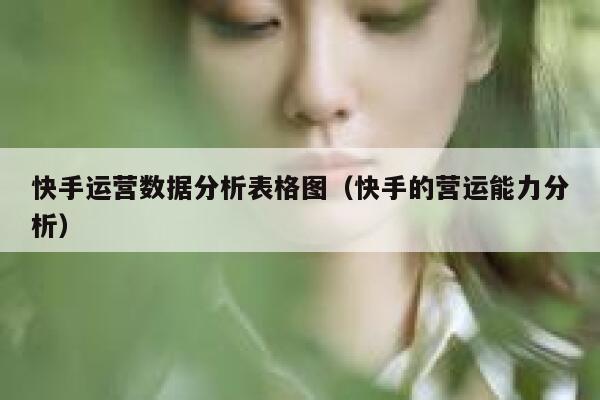 快手运营数据分析表格图（快手的营运能力分析）