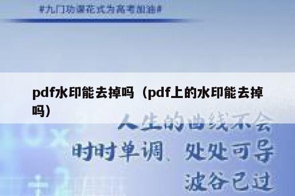 pdf水印能去掉吗（pdf上的水印能去掉吗）