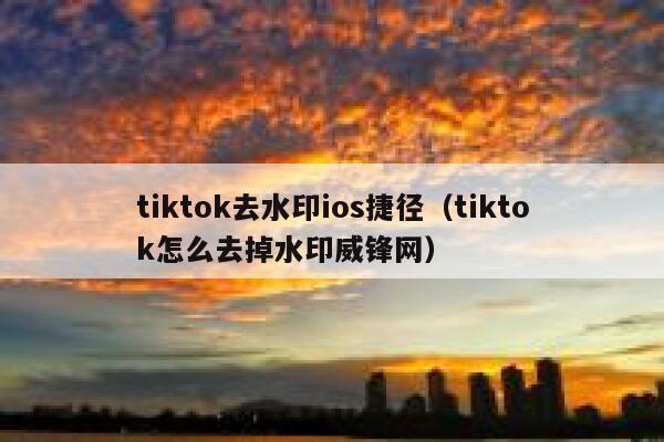 tiktok去水印ios捷径（tiktok怎么去掉水印威锋网）