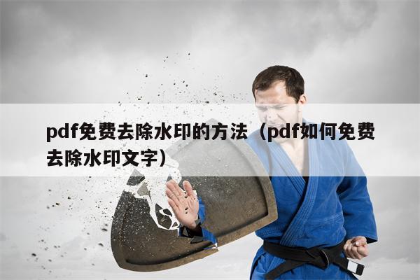 pdf免费去除水印的方法（pdf如何免费去除水印文字）