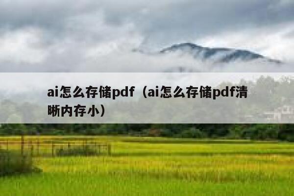 ai怎么存储pdf（ai怎么存储pdf清晰内存小）