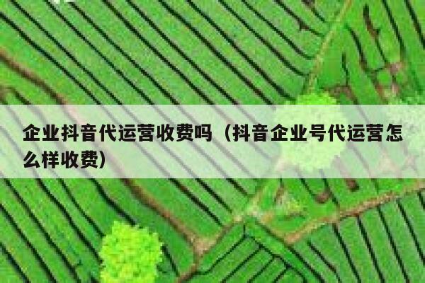 企业抖音代运营收费吗（抖音企业号代运营怎么样收费）