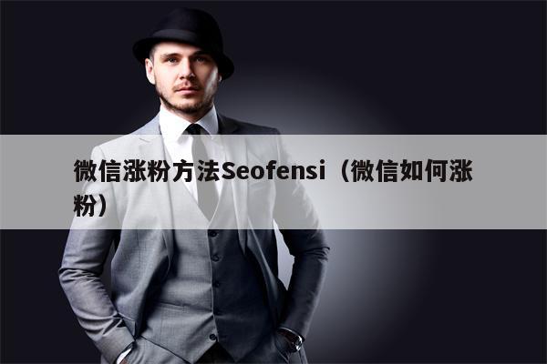 微信涨粉方法Seofensi（微信如何涨粉）