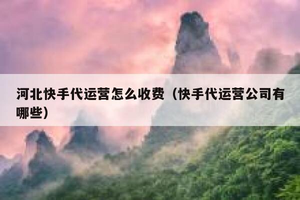 河北快手代运营怎么收费（快手代运营公司有哪些）