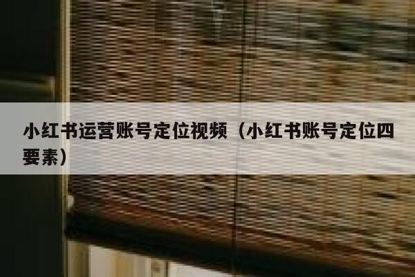 小红书运营账号定位视频（小红书账号定位四要素）